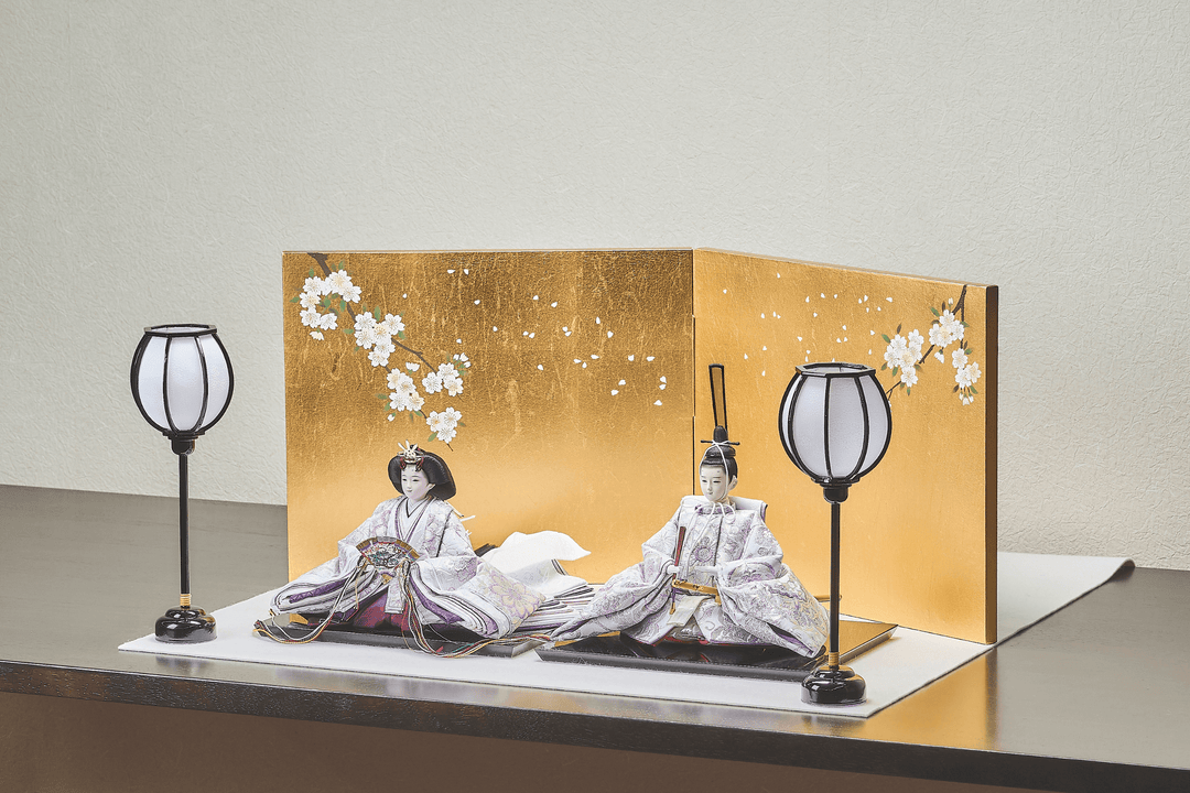 西陣織帯、紫華文のおひなさま（大） – 人形工房 左京