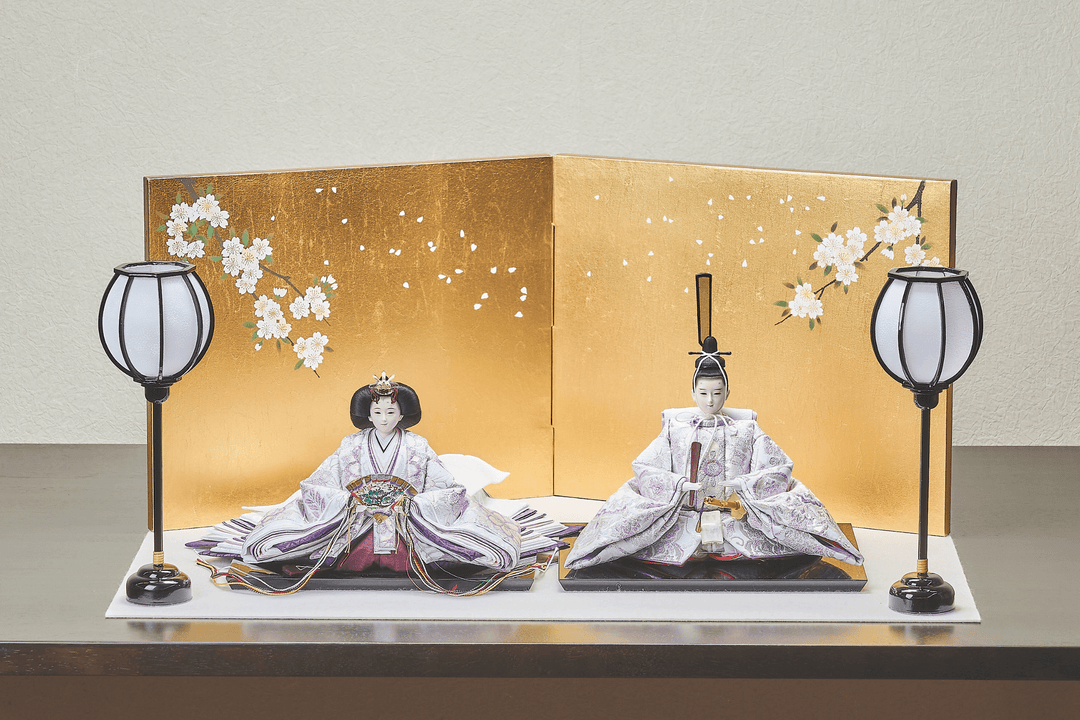 西陣織帯、紫華文のおひなさま（大） – 人形工房 左京