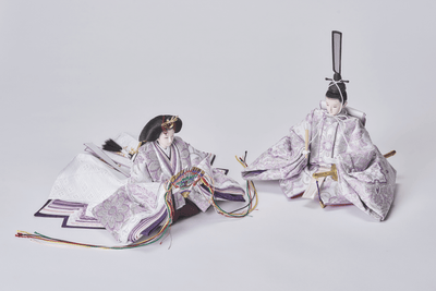 西陣織帯、紫華文のおひなさま（中）