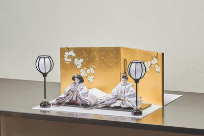 西陣織帯、紫華文のおひなさま（中）