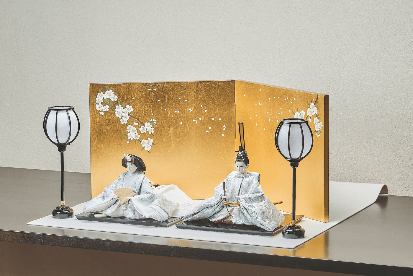 西陣織帯、緑青華文のおひなさま（大）