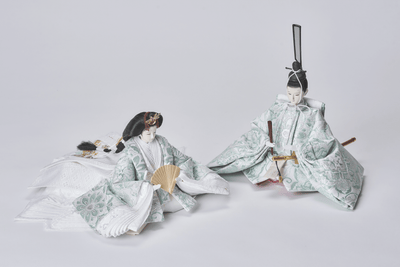 西陣織帯、緑青華文のおひなさま（大）