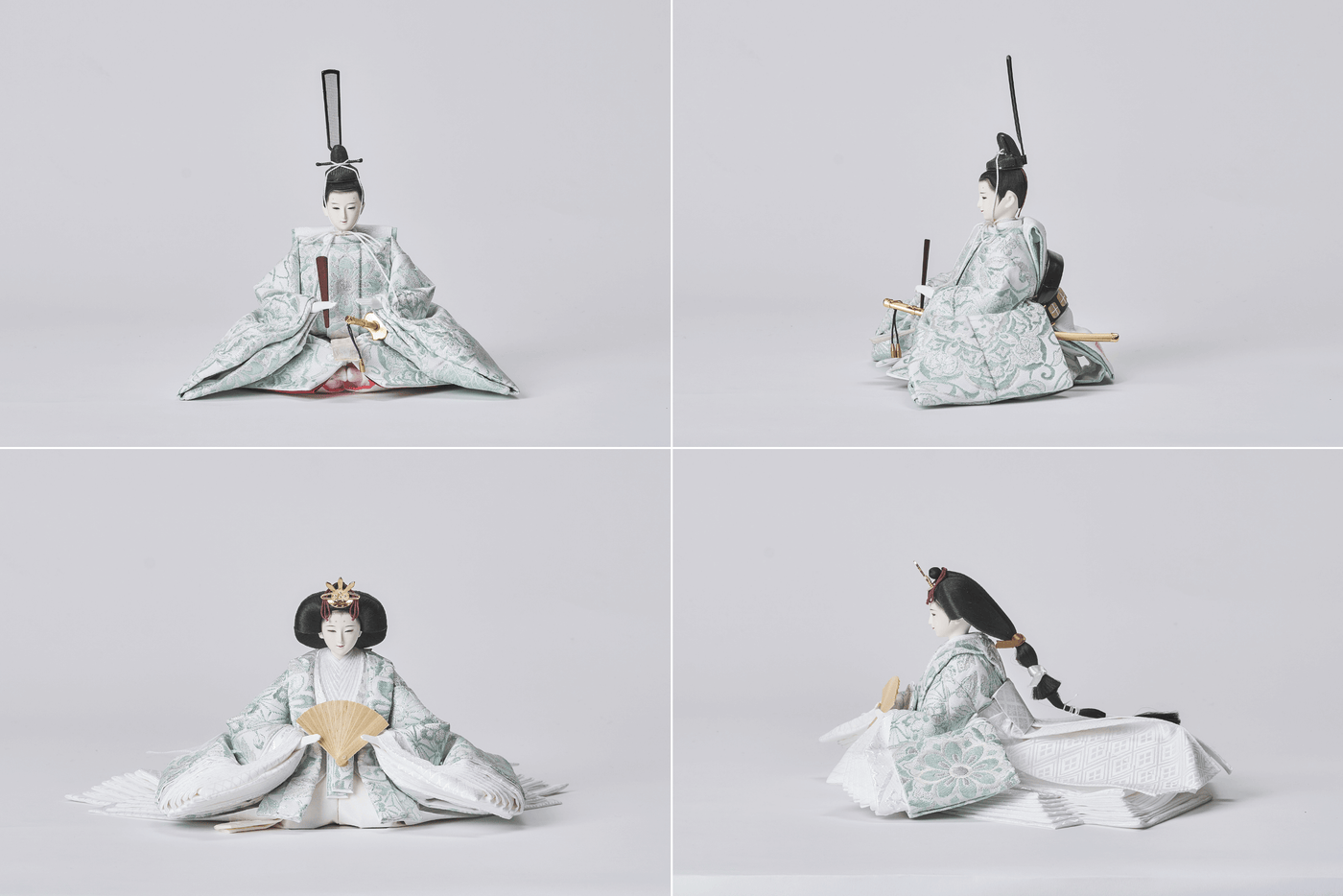 西陣織帯、緑青華文のおひなさま（大）