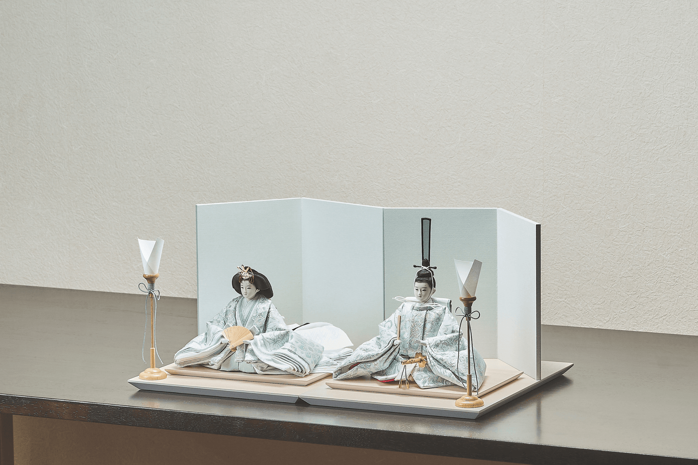 西陣織帯、緑青華文のおひなさま（中）