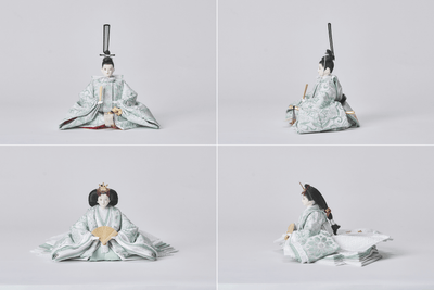 西陣織帯、緑青華文のおひなさま（中）