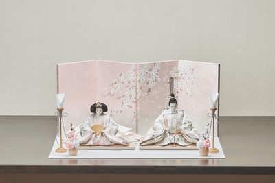 西陣織帯、しだれ桜と梅菱文のおひなさま