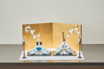 西陣織帯、金と縹に輝くおひなさま