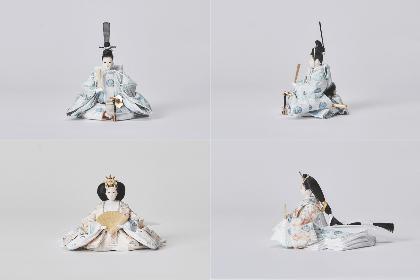 西陣の絹、向鶴と色々小葵文のおひなさま