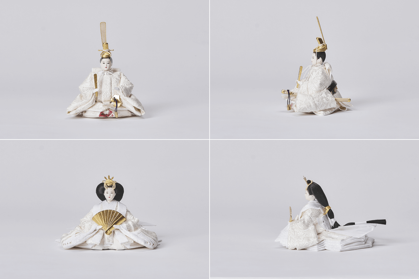 桜箔に純白、絹のおひなさま