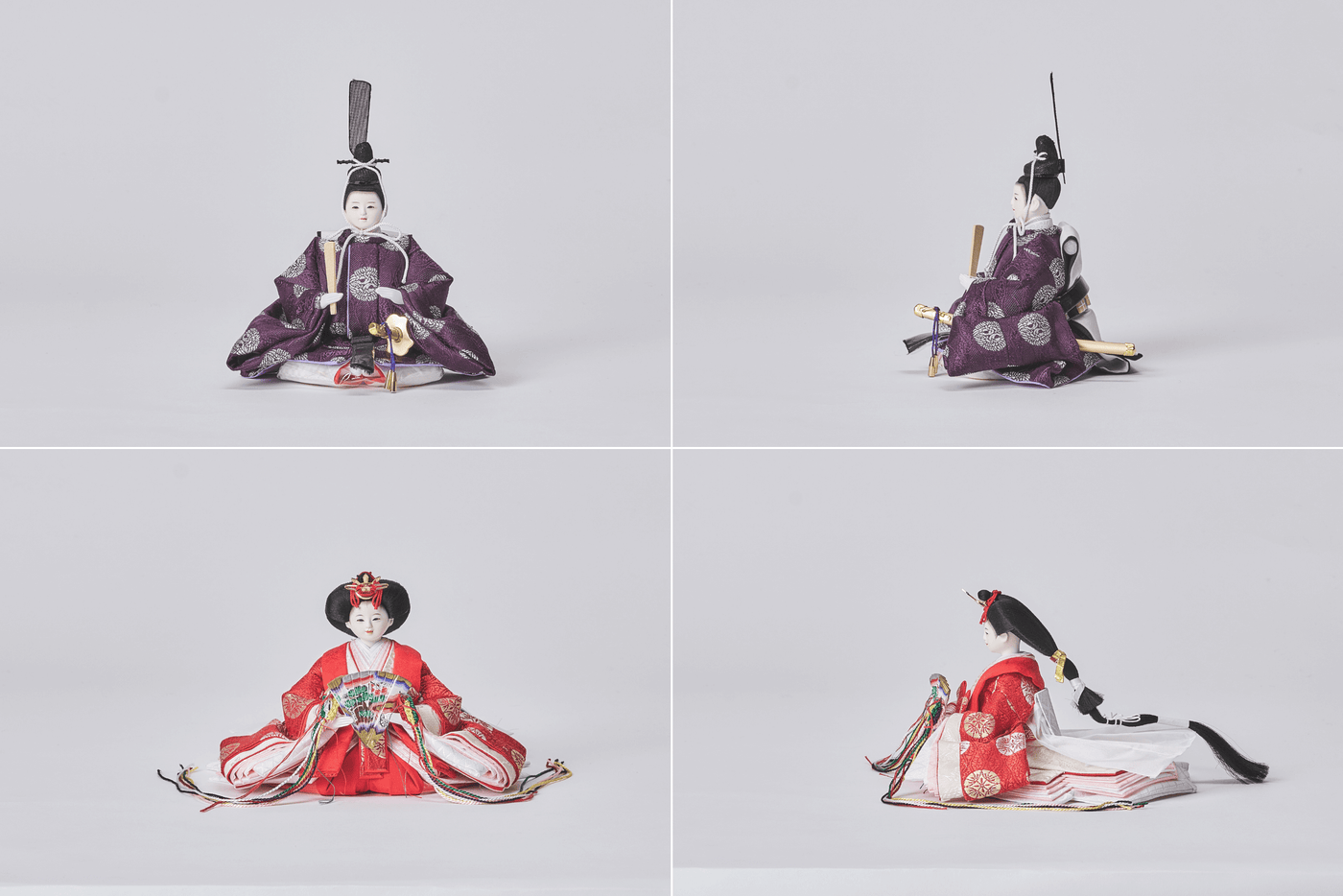 流れ金色箔に平安文様のおひなさま