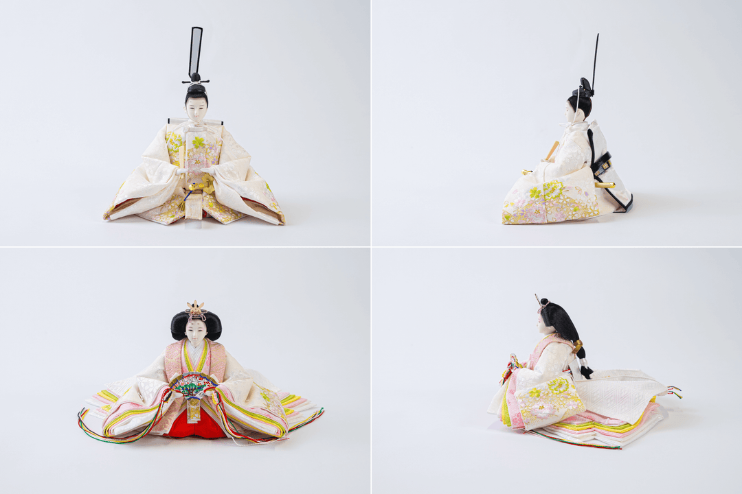 唐草色々刺繍に遠山と牡丹のおひなさま – 人形工房 左京