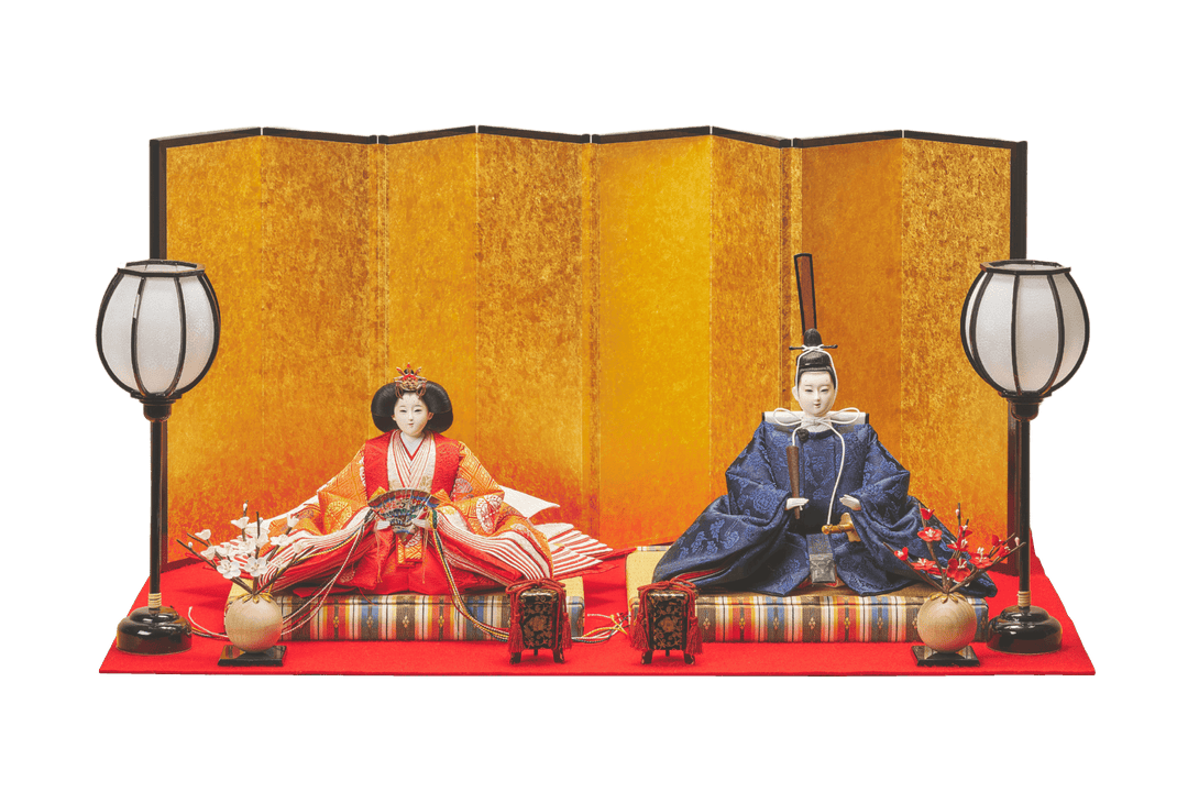 平安文様、鶴と蝶々のおひなさま – 人形工房 左京