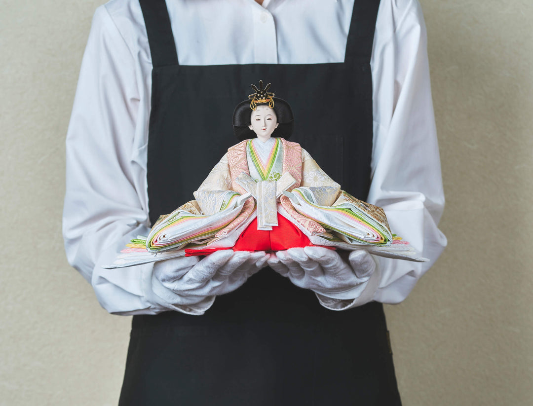 平安文様、鶴と蝶々のおひなさま – 人形工房 左京