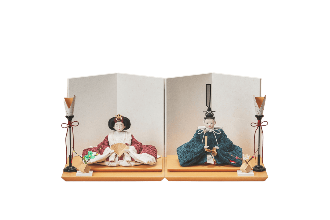 えんじ色と鶯色のおひなさま – 人形工房 左京 えんじ色と鶯色のおひなさま – 人形工房 左京