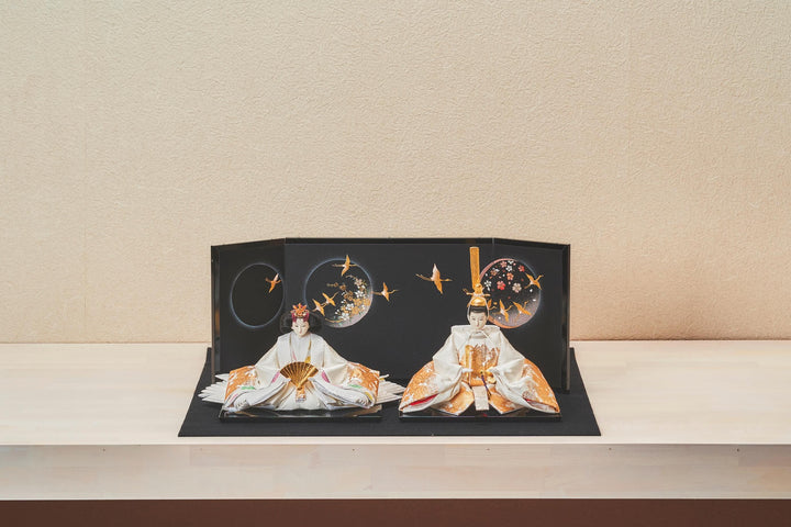 お雛様 特性 御展風 鶴と桜と、煌めくおひなさま – 人形工房 左京