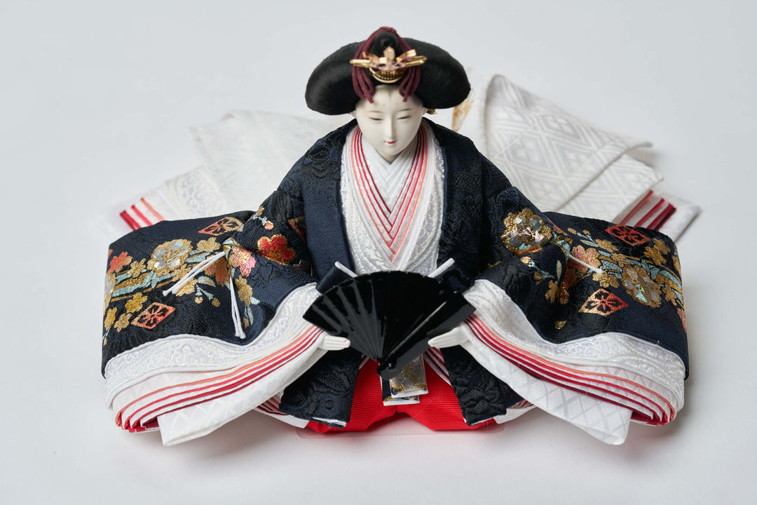 紺色に金剛桜のおひなさま – 人形工房 左京