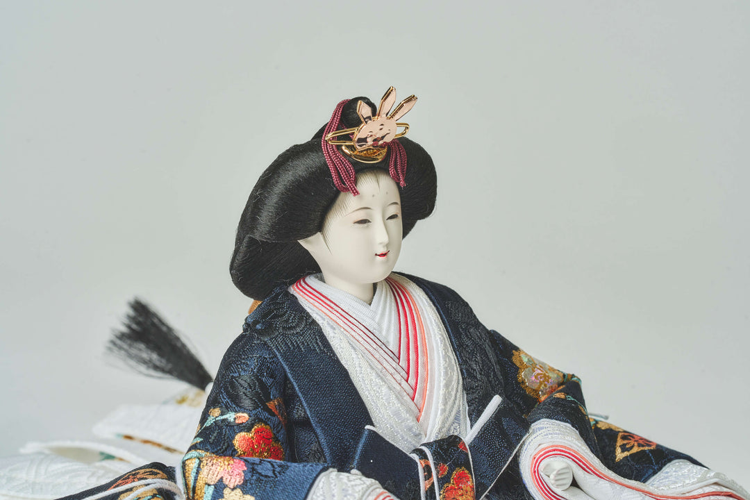 紺色に金剛桜のおひなさま – 人形工房 左京