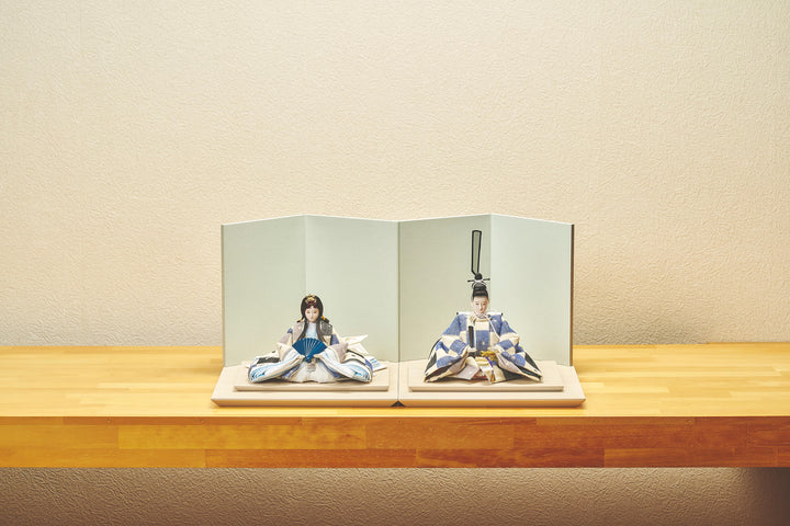 青チェックのおひなさま – 人形工房 左京