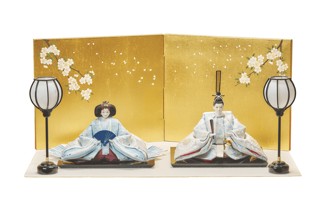 西陣織帯、縹菊華のおひなさま（大） – 人形工房 左京