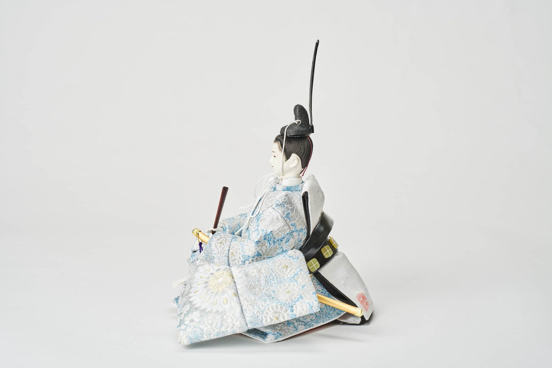 展示品 未使用 雛人形 西陣織本式十二単衣 菊華雛  菊水作 極上本頭！ 西陣織帯、紫菊華のおひなさま（中） – 人形工房 左京