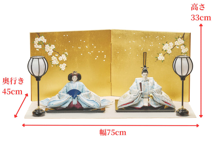 西陣織帯、縹菊華のおひなさま（大） – 人形工房 左京