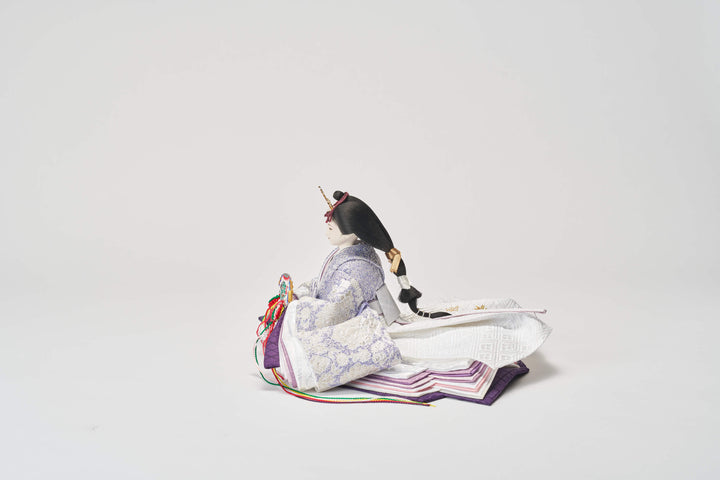 西陣織帯、紫菊華のおひなさま（中） – 人形工房 左京