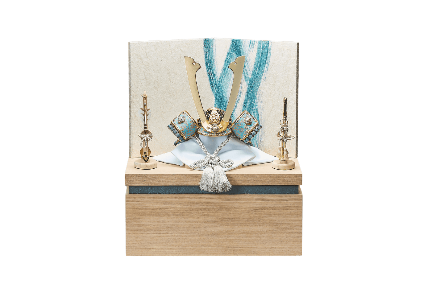 花薄色、風立涌に長鍬形の兜