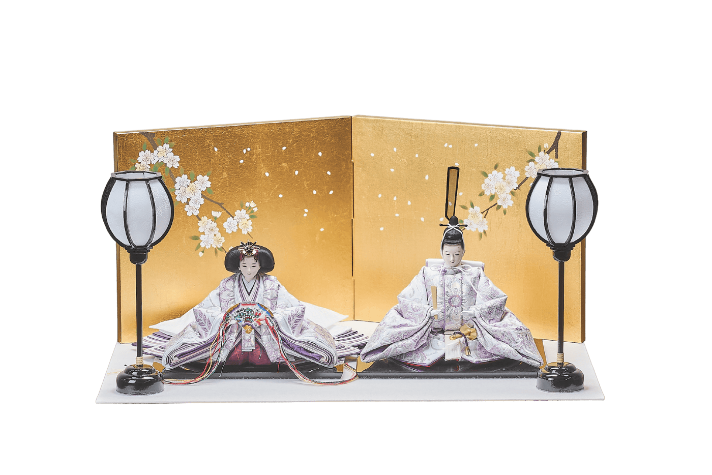 西陣織帯、紫華文のおひなさま（中）