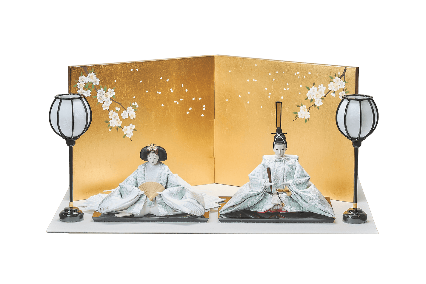 西陣織帯、緑青華文のおひなさま（大）