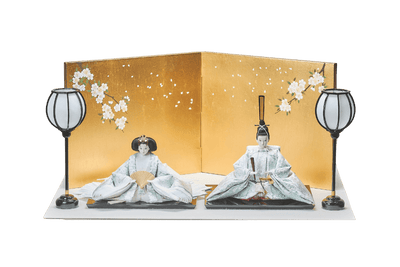 西陣織帯、緑青華文のおひなさま（大）