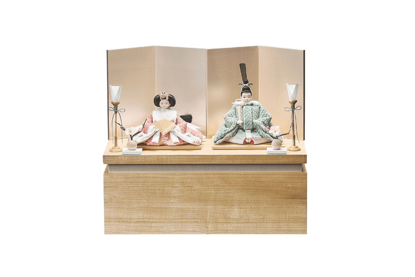 桃色と若草色のおひなさま（極小）