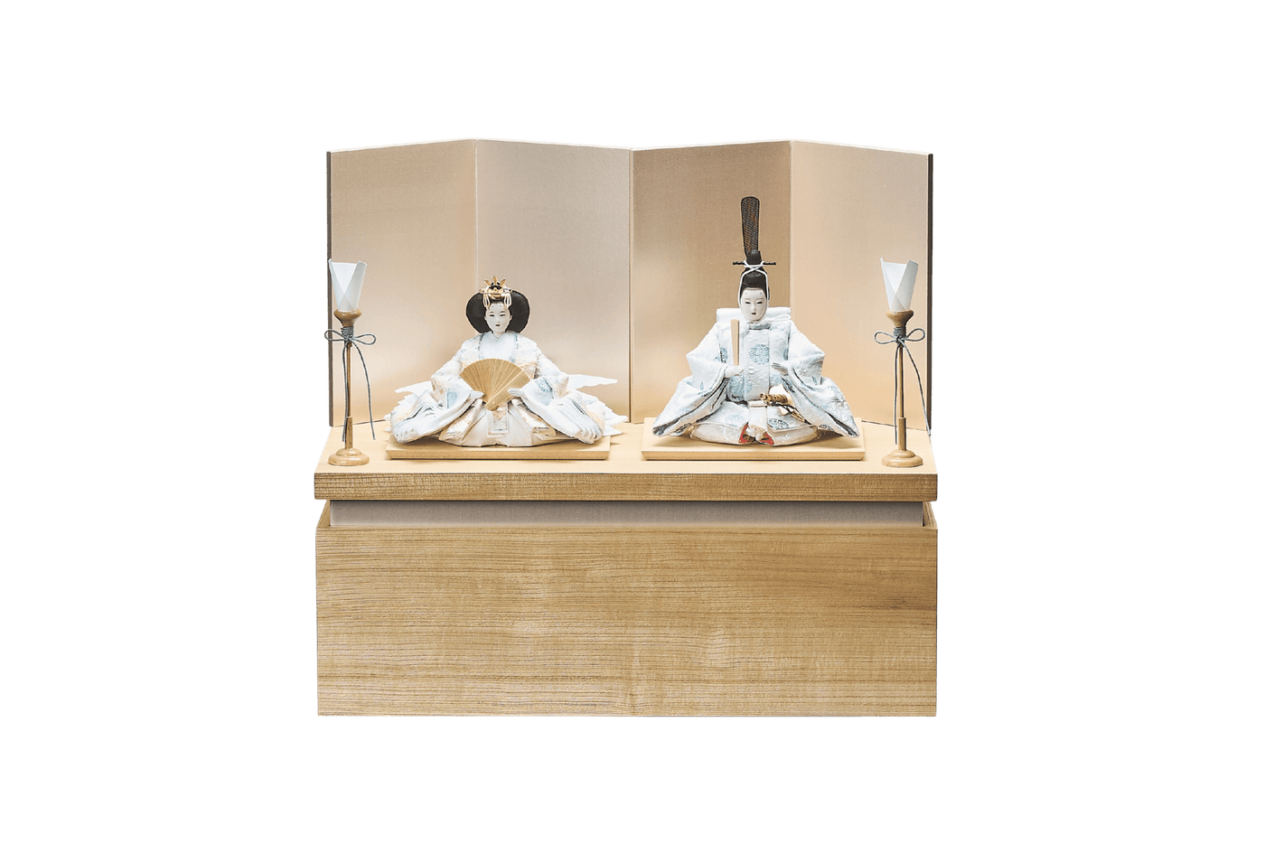 西陣の絹、向鶴と色々小葵文のおひなさま