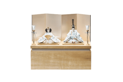 西陣の絹、向鶴と色々小葵文のおひなさま