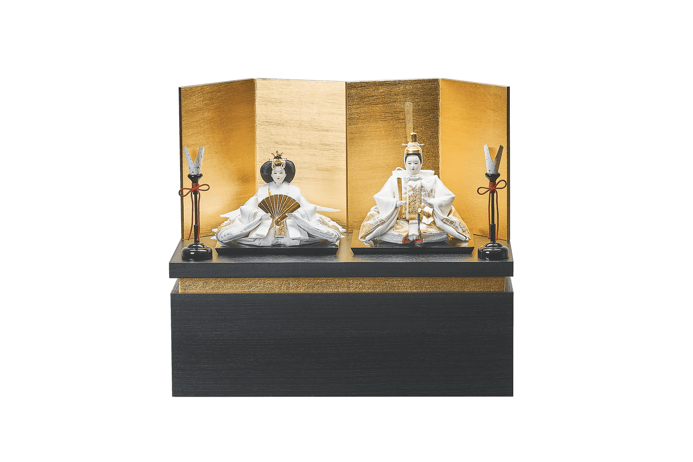 流れ金色箔に金華の煌めくおひなさま