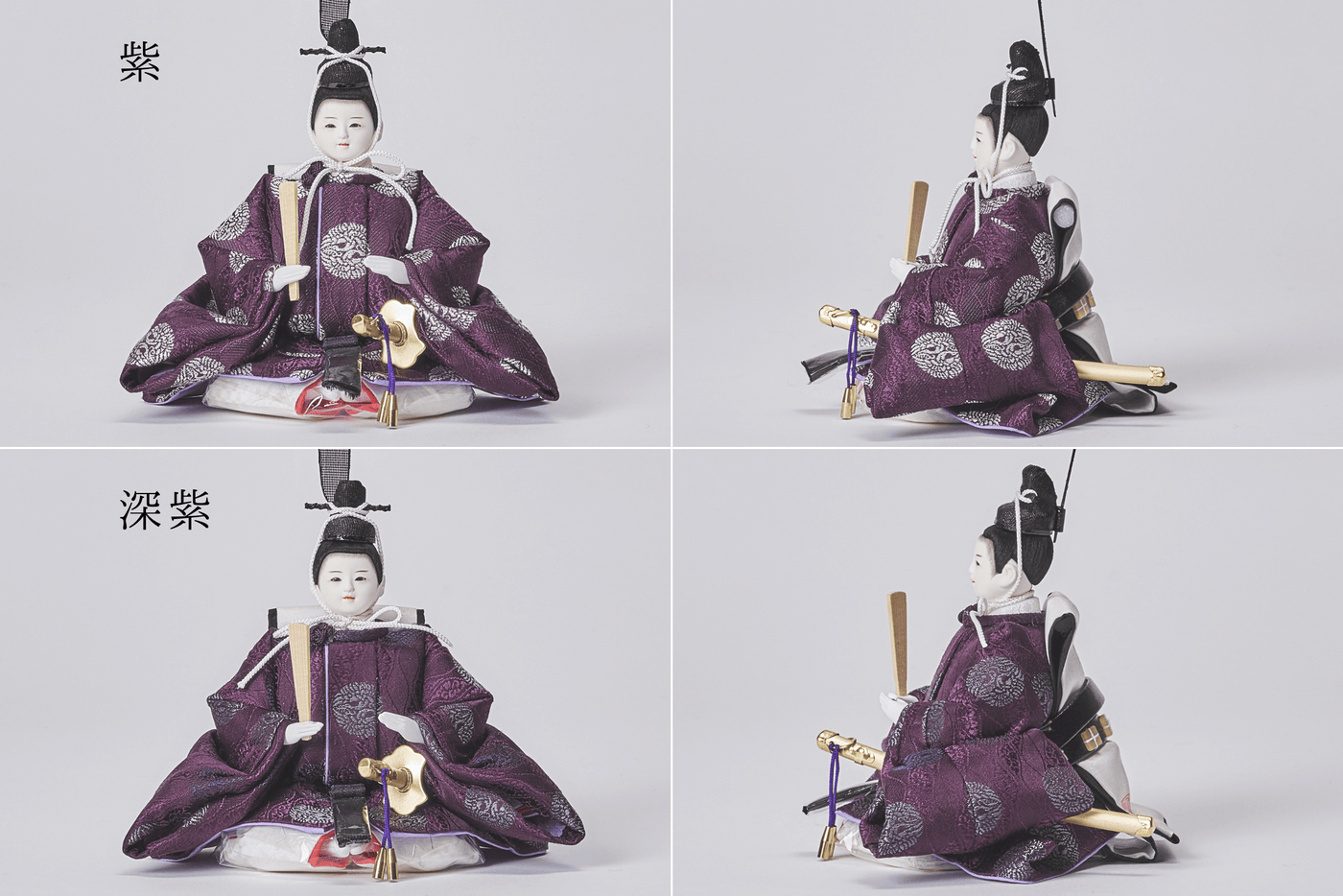 流れ金色箔に平安文様のおひなさま