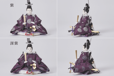 流れ金色箔に平安文様のおひなさま